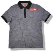 View Item Merc London Mod Dogtooth 2 Tone Polo Shirt Black & Grey